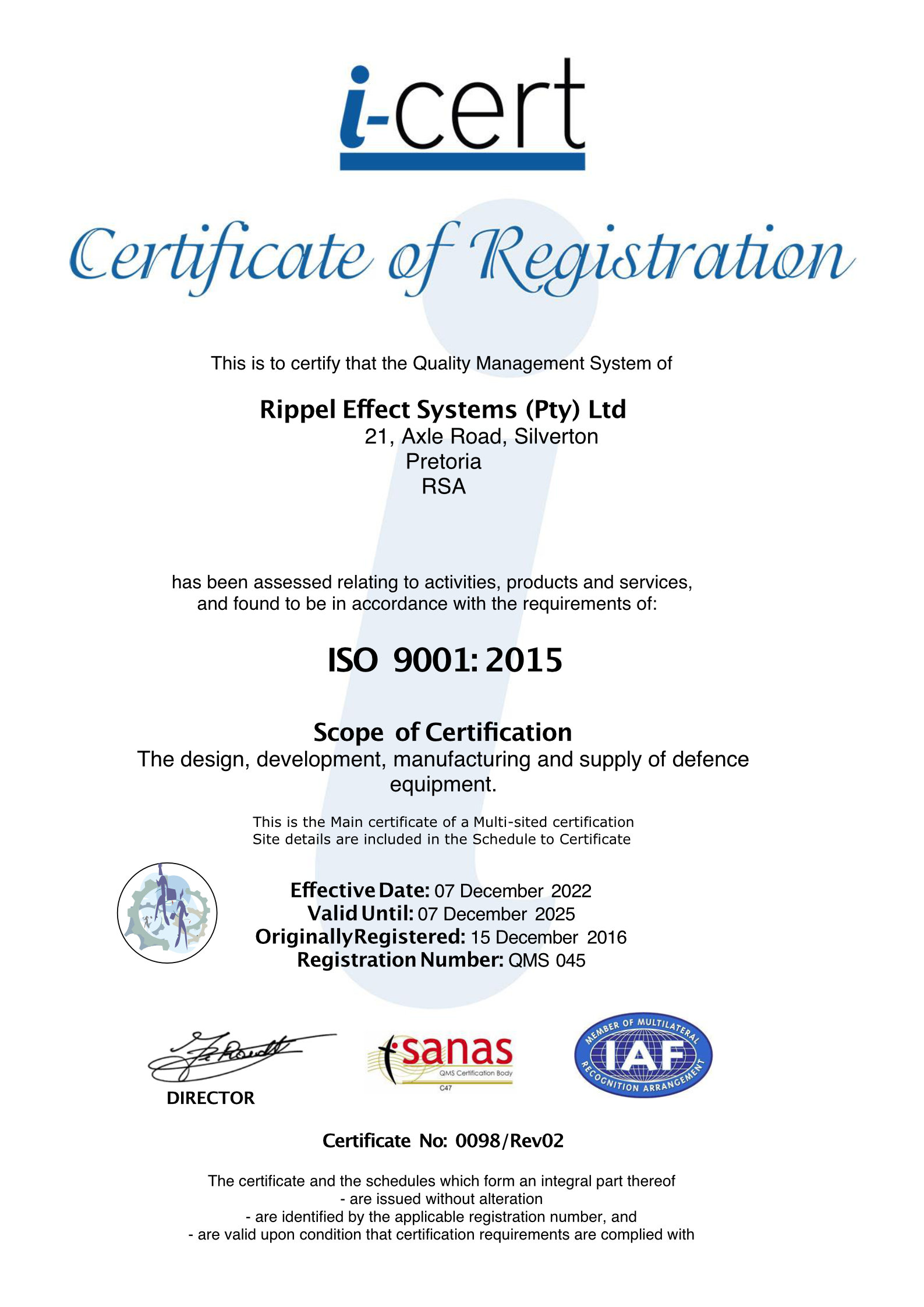 0098 Rippel Effect Systems SO 9001 QMS0045 Rev 02