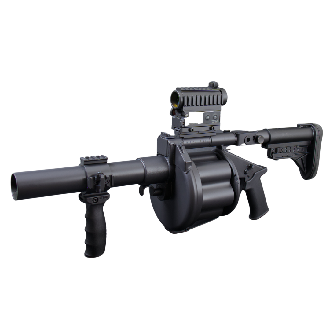 Multi-shot 40mm grenade launcher. MGL40.